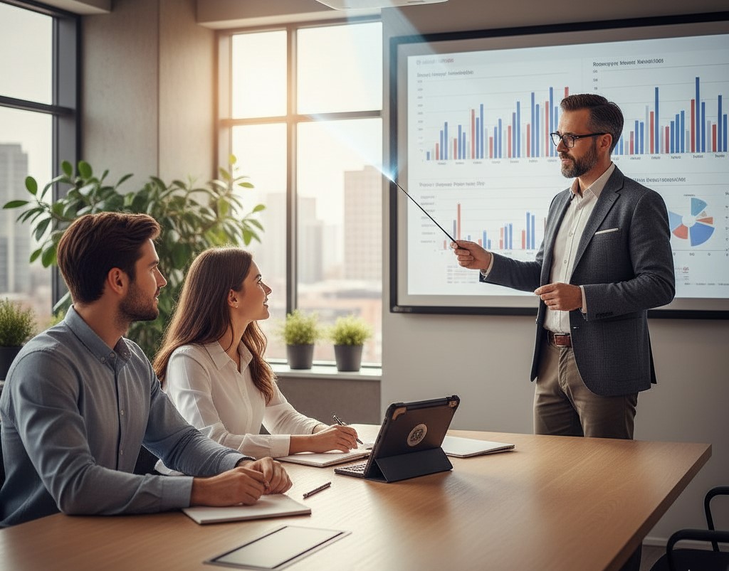 Young engineers collaborating over a table